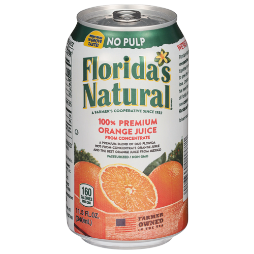 Orange juice outlet in a can